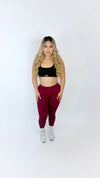 Refined mid rise leggings-Burgundy