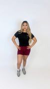 Refined sculpted shorts-Burgundy