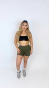 Refined sculpted shorts-Olive
