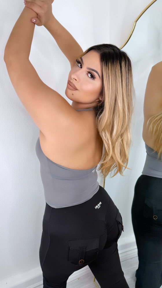 Next level halter Top-Dark grey