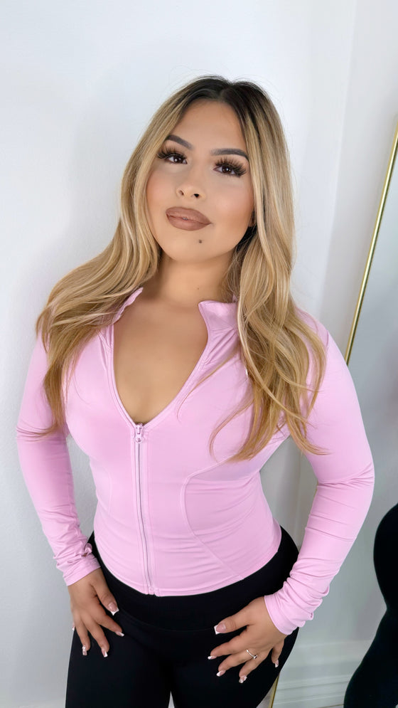 Cropped Sculpted jacket-Pink