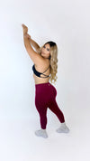 Refined mid rise leggings-Burgundy