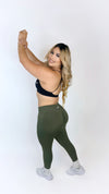 Refined mid rise leggings-Olive