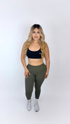 Refined mid rise leggings-Olive