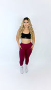 Refined mid rise leggings-Burgundy