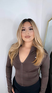  Cropped Sculpted jacket-Chocolate