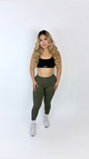 Refined mid rise leggings-Olive