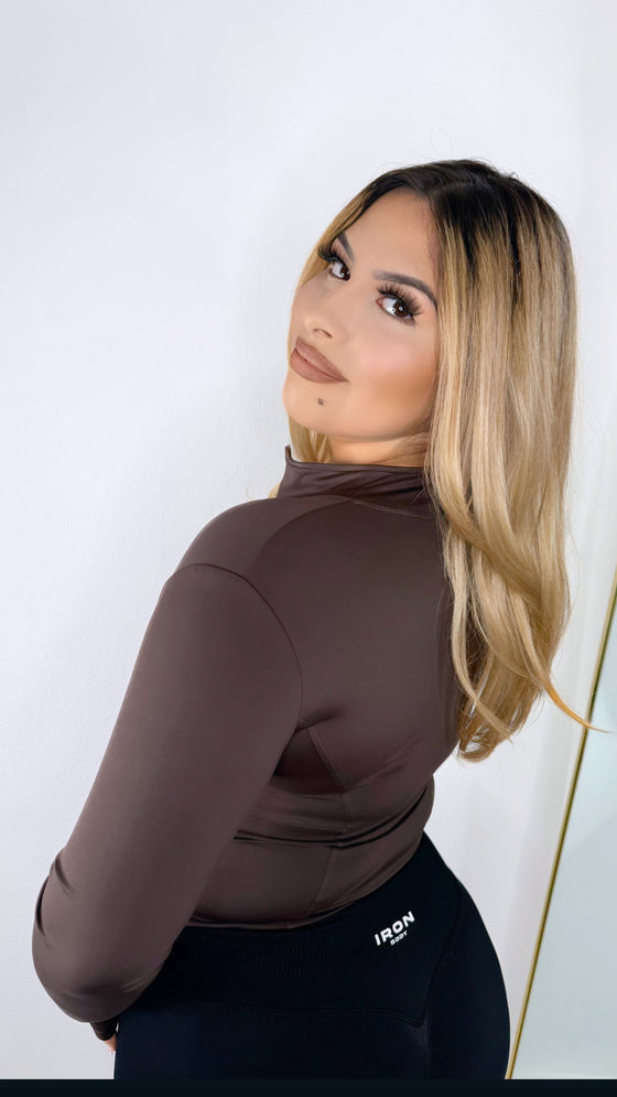 Cropped Sculpted jacket-Chocolate