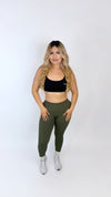 Refined mid rise leggings-Olive