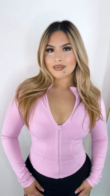  Cropped Sculpted jacket-Pink