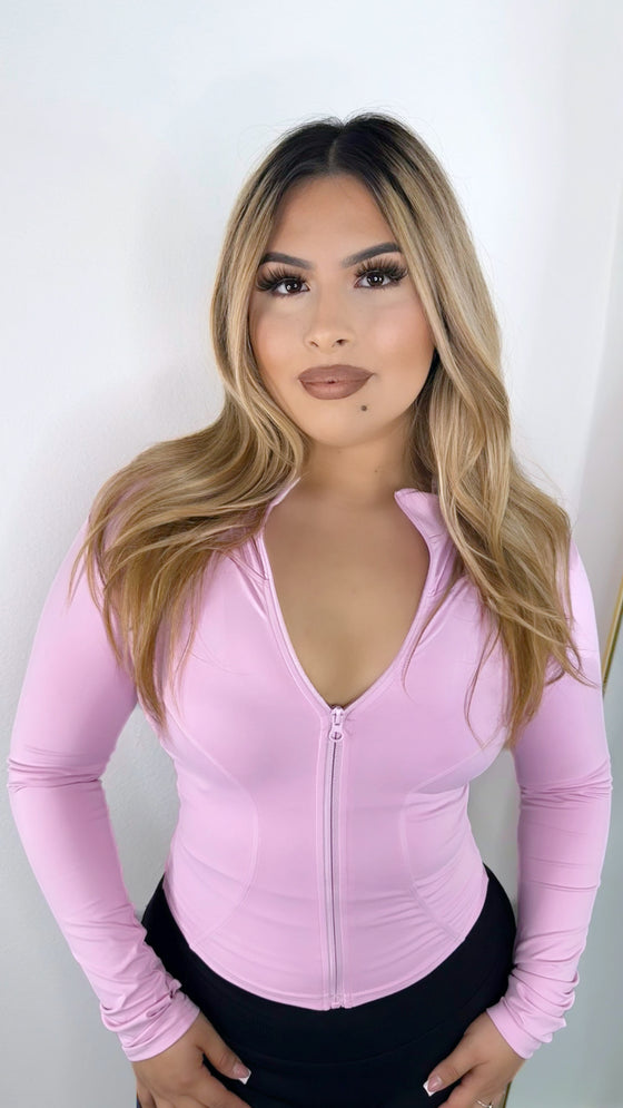 Cropped Sculpted jacket-Pink