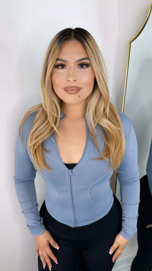  Cropped Sculpted jacket-Blue